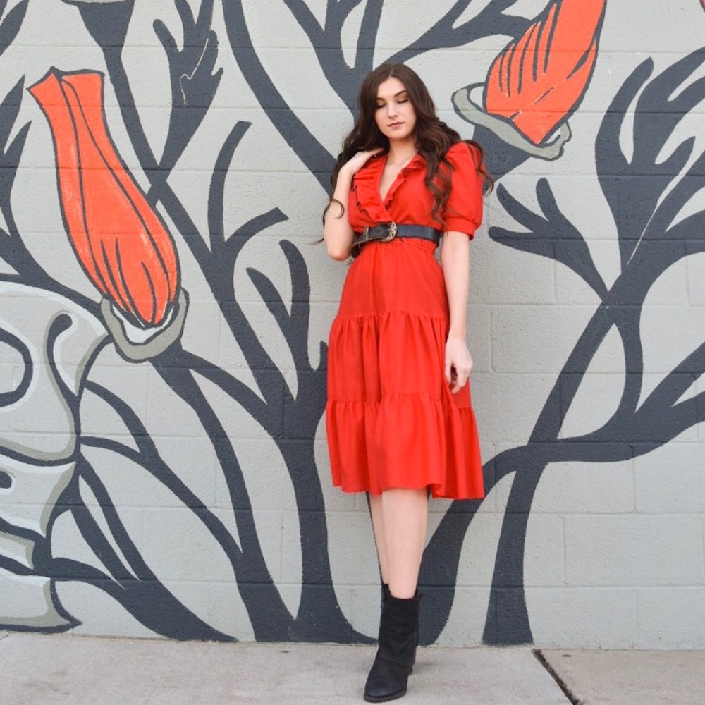 Vintage Red Prairie Dress